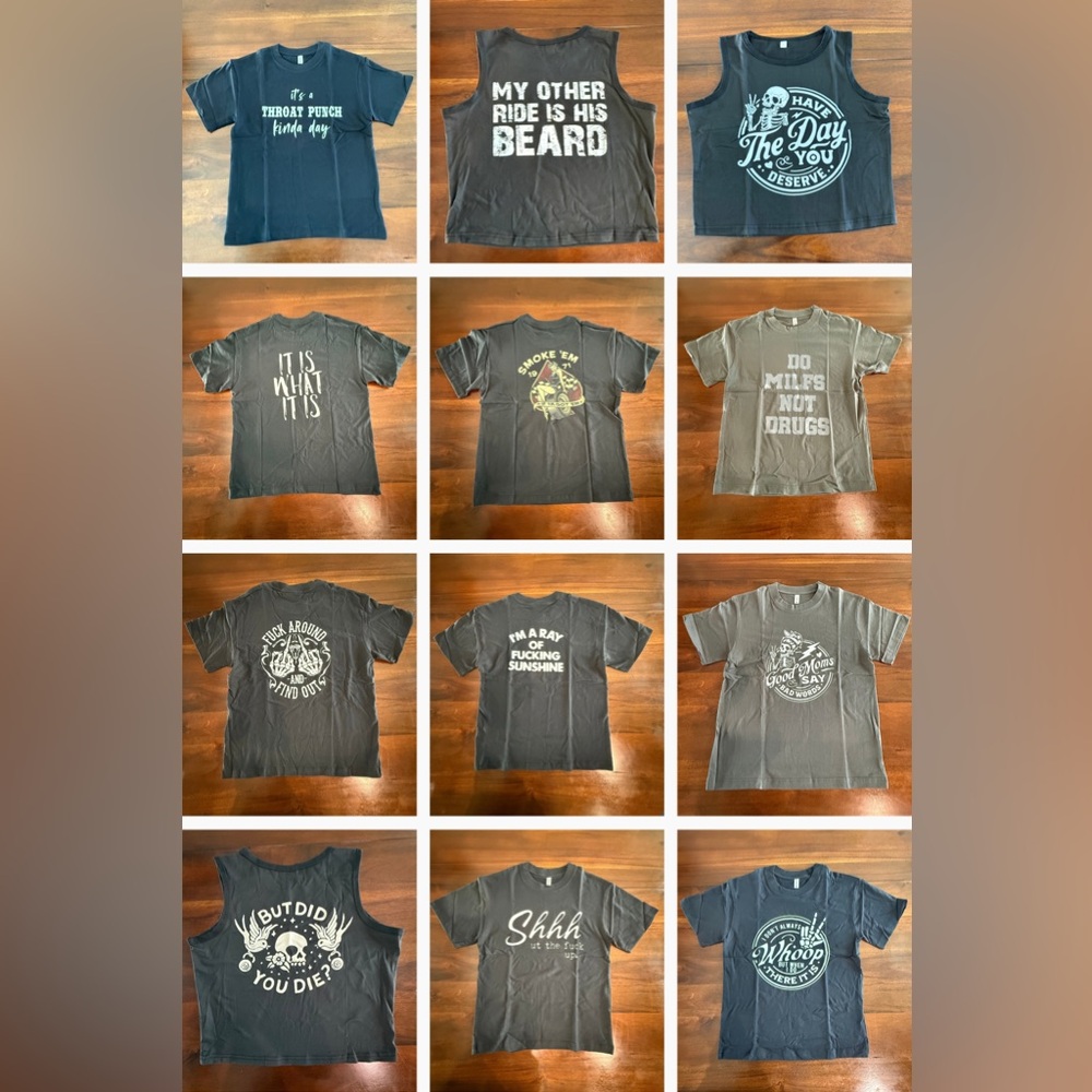 12 Piece Graphic Tee Lot Explicit Language Size Small NEW